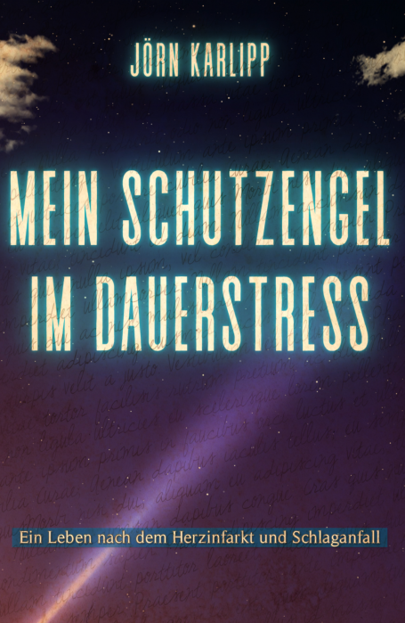 Buchcover mit dem Titel „Mein Schutzengel im Dauerstress“ und einem leuchtenden Hintergrund.